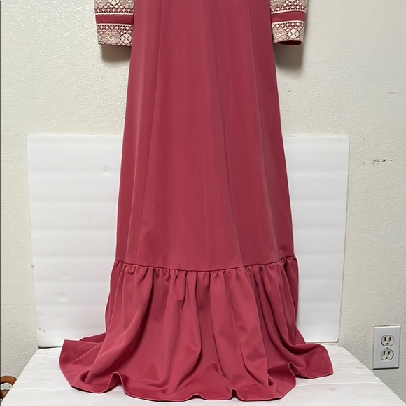 70s Pink and Cream Ruffled Tiered Maxi Dress - Picture 3 of 9